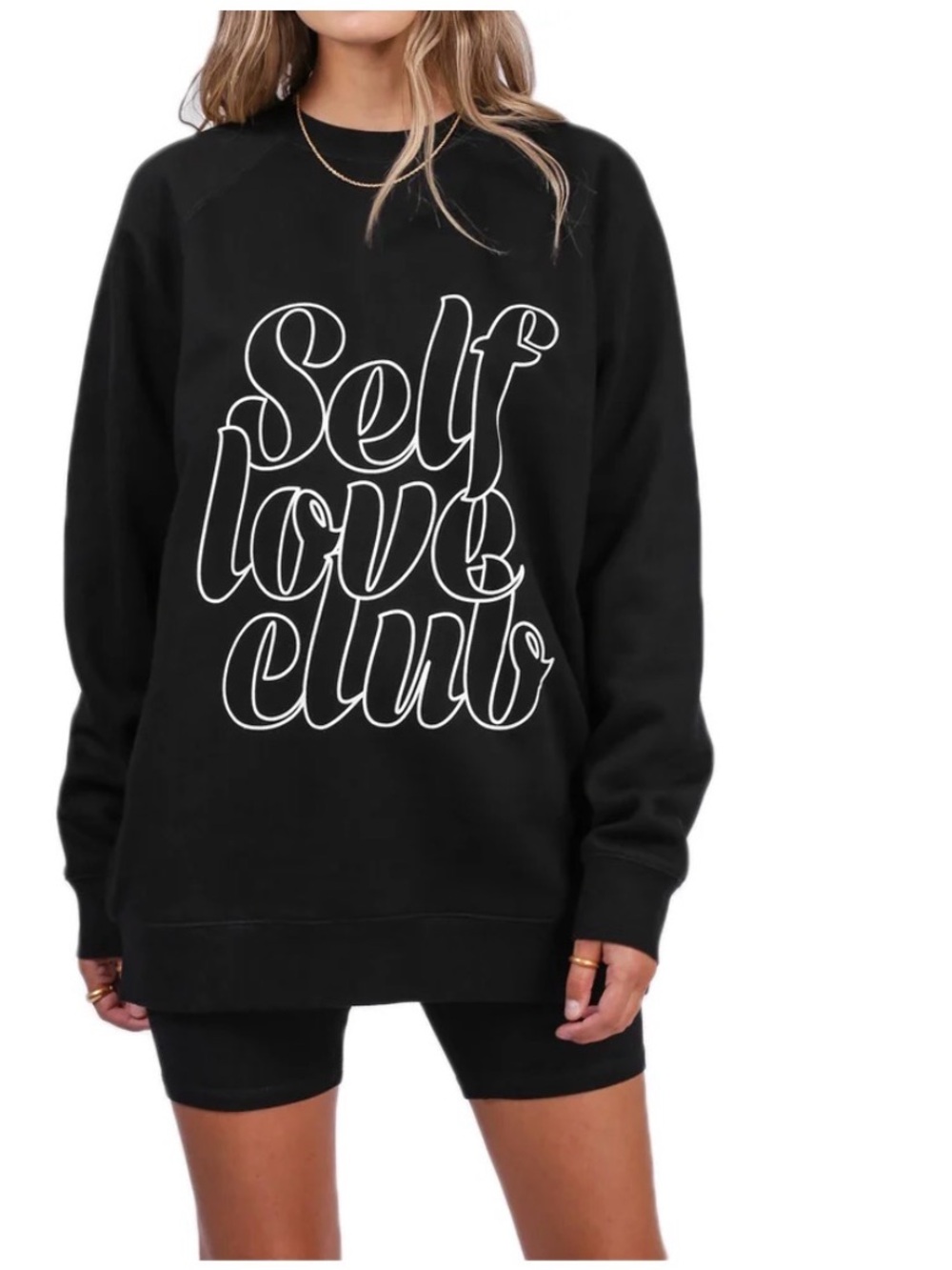 Brunette The Label Black 'Self Love Club' Graphic Crewneck